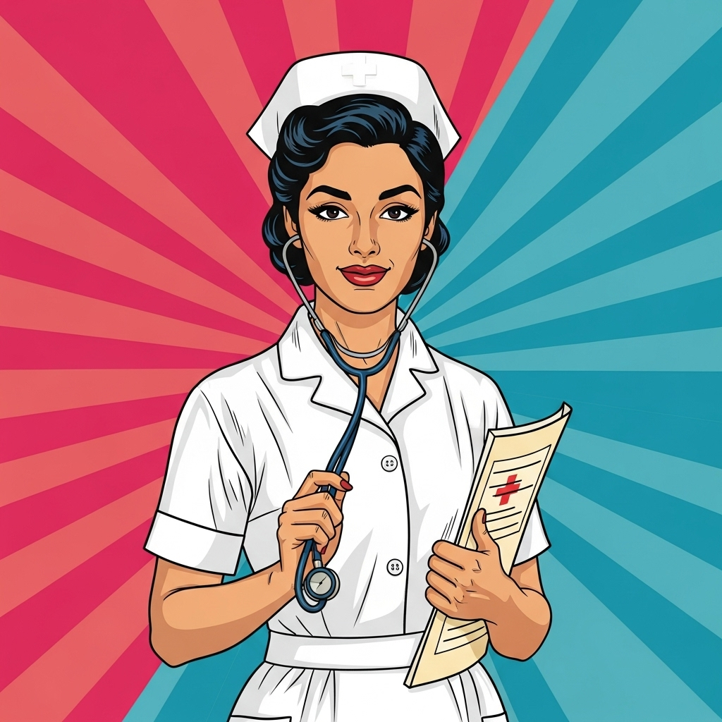 Vintage nurse illustration - Nursing License Transfer Database logo